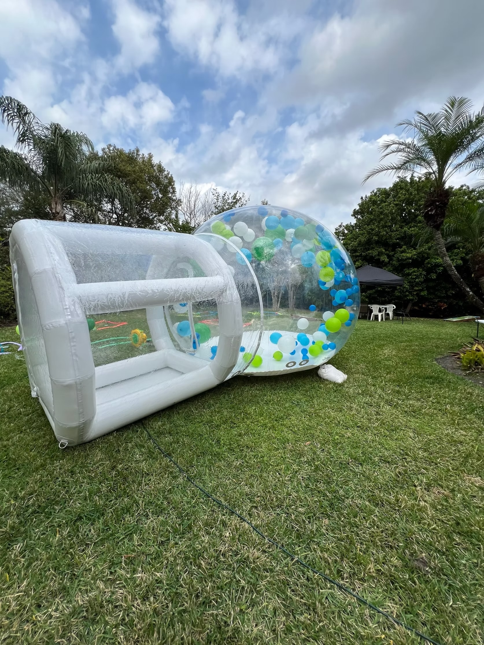 Standalone bubble globe on a grass lawn